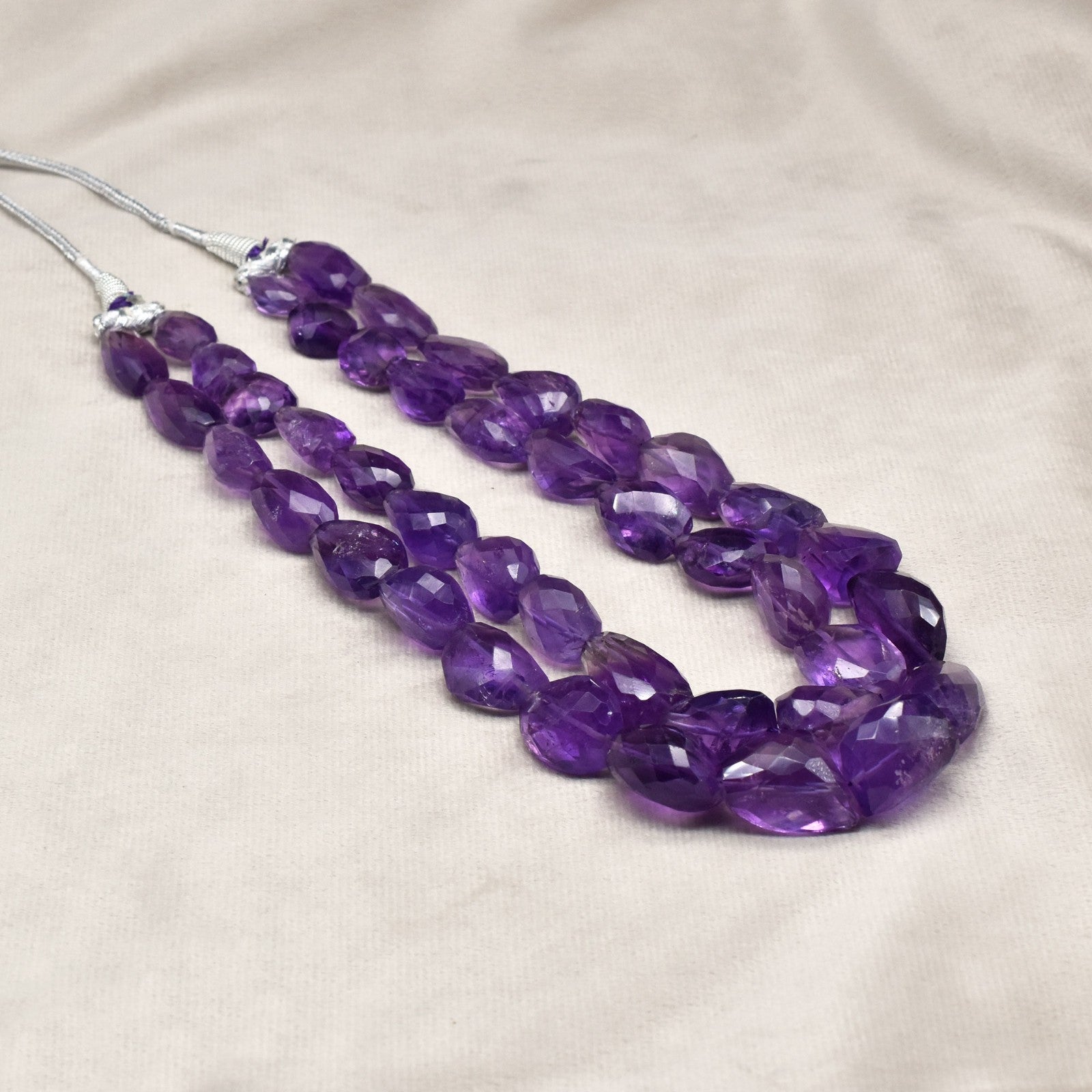 Natural Amethyst Faceted Tumble Beads 1005 Ct Purple Gemstone Fashion Necklace
