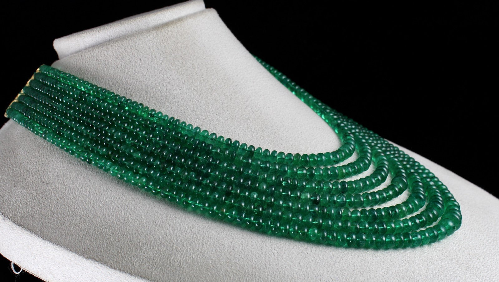 Certified Natural Zambia Emerald Beads 832ct Gemstone Necklace 7 Line