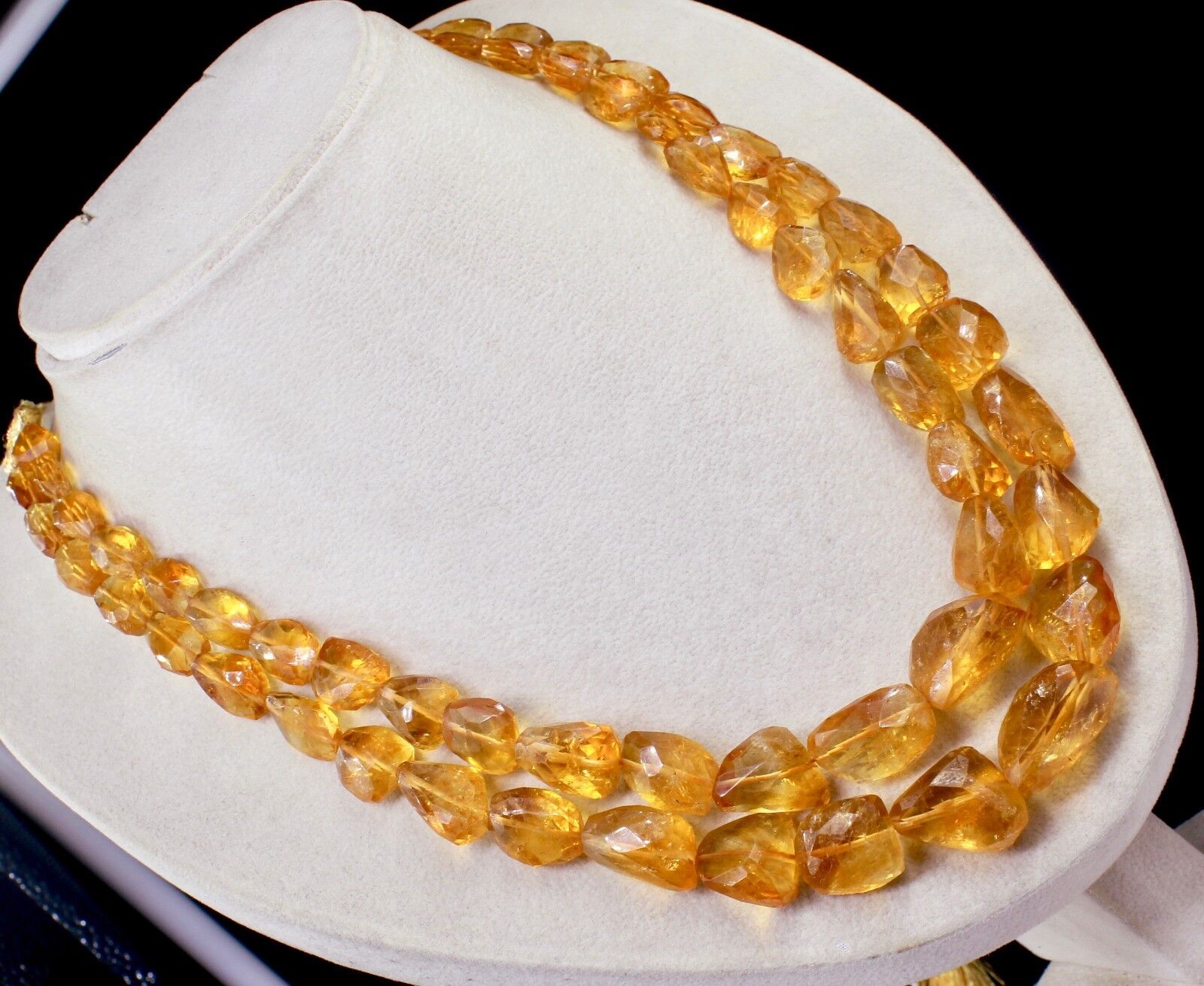 Natural Yellow Citrine Beads Faceted Nugget 2 L 699 Ct Gemstone Fashion Necklace