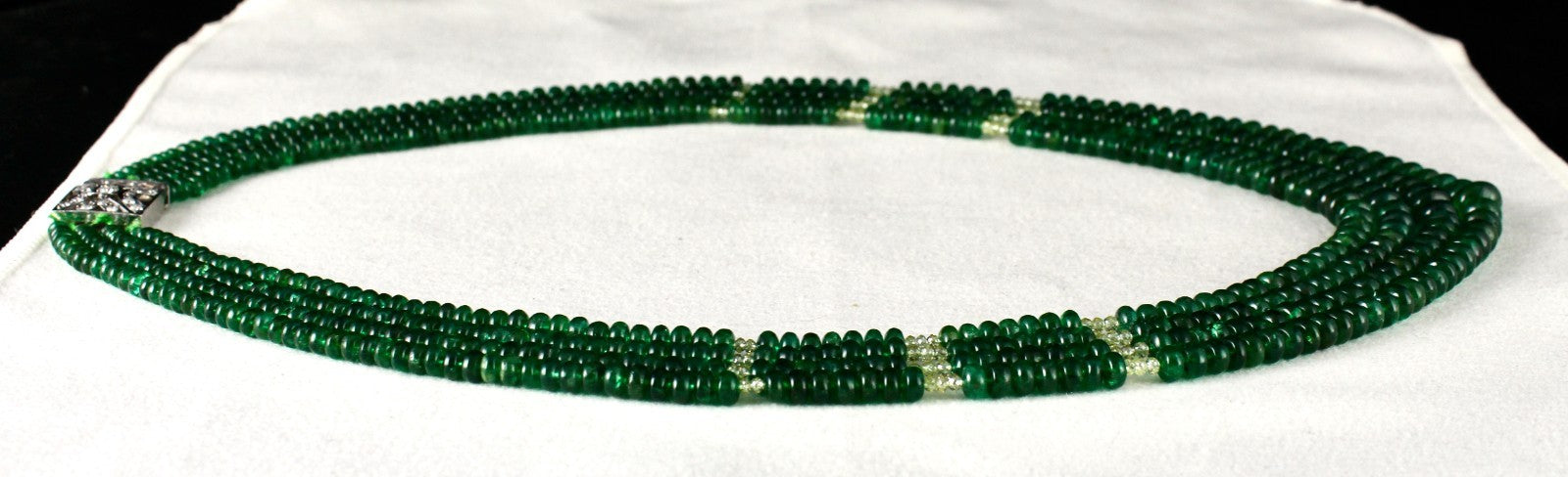 Certified Natural Emerald Diamond Beads Important Necklace 375 Ct Fine Gemstone