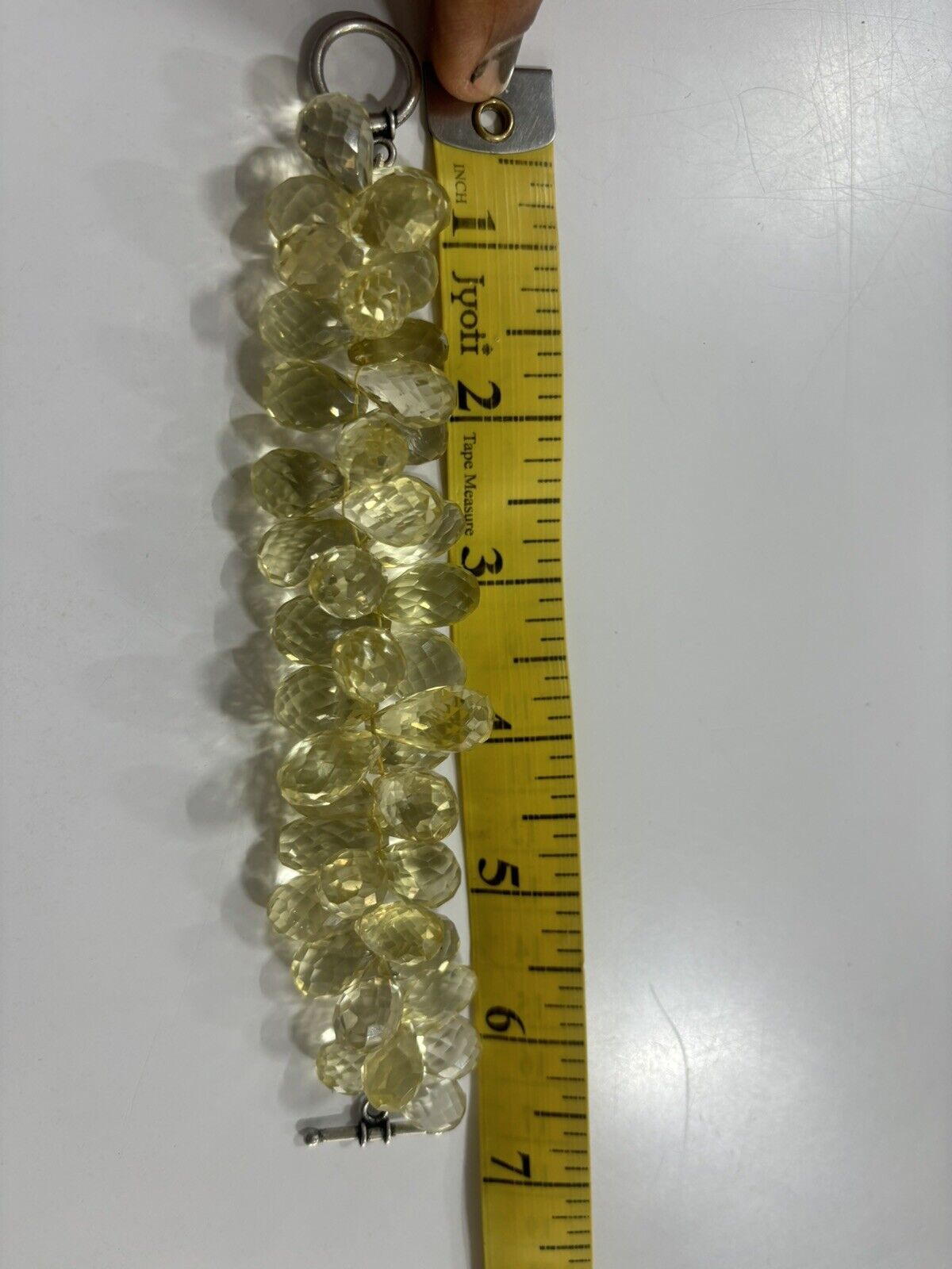 Natural Lemon Quartz Beads 411 Ct 6.5 Inches Tear Drops Gemstone Finest Bracelet