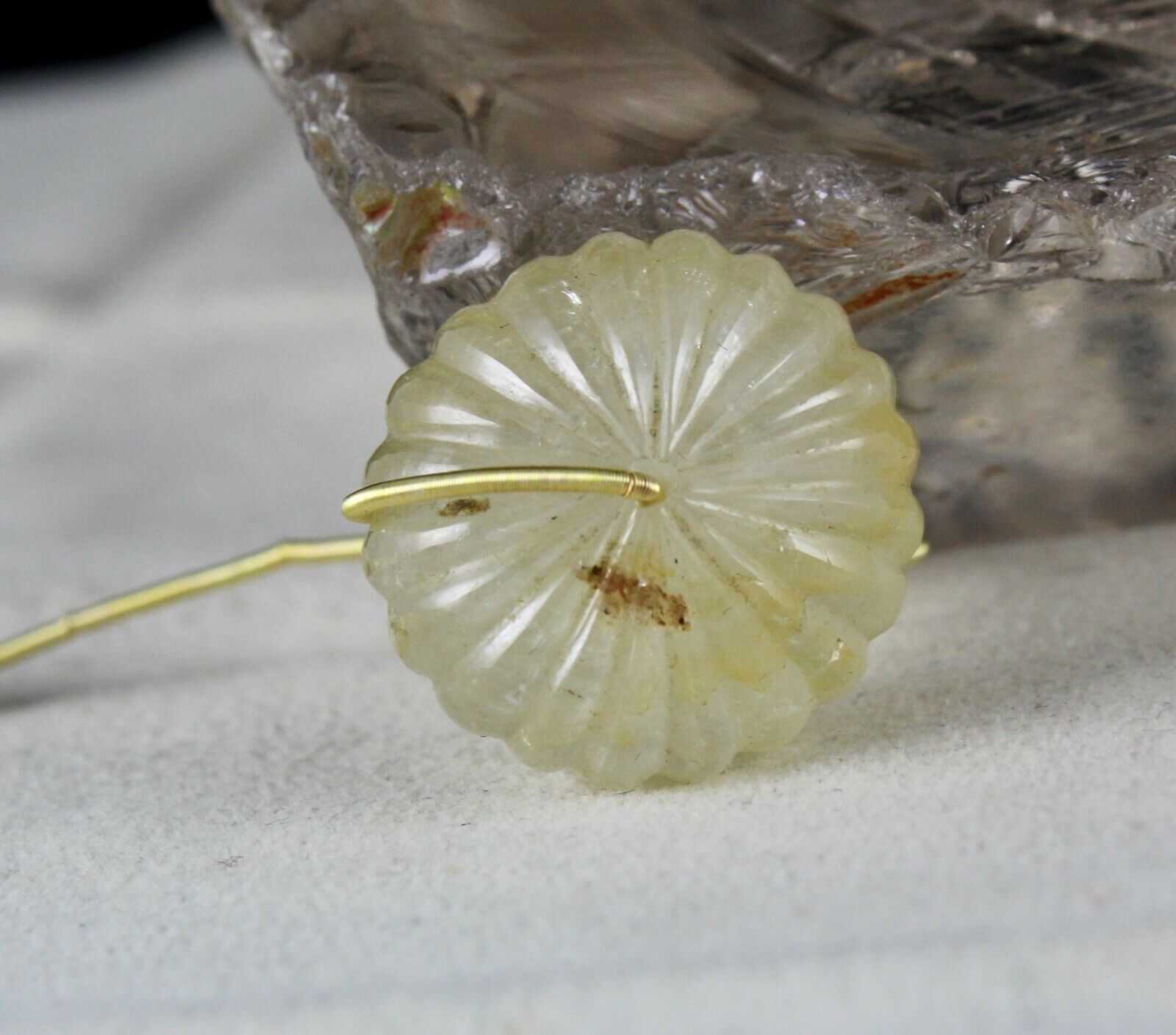 NATURAL YELLOW SAPPHIRE BEAD CARVED MELON 1 PCS 68.25 CARATS GEMSTONE DESIGNING