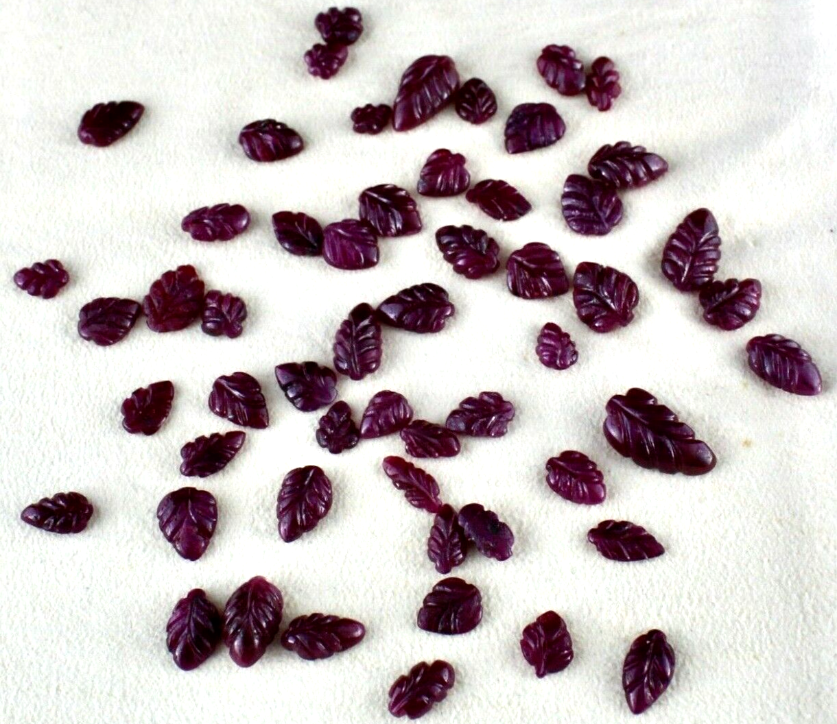 Certified Natural Ruby Carved Leaves 113.25ct 55 Pcs Gemstone Lot Jewelry Design
