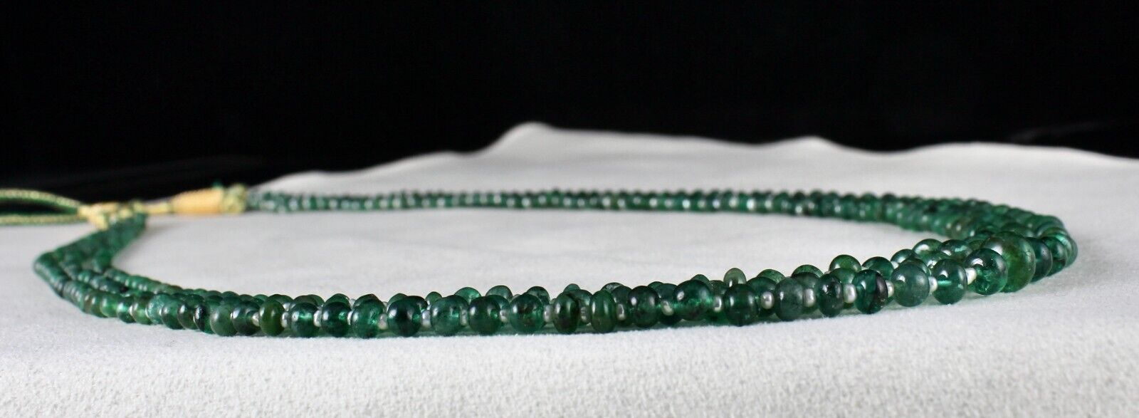 NATURAL ZAMBIA EMERALD PEARL BEADED ROUND 3 LINE 147 CARATS GEMSTONE NECKLACE