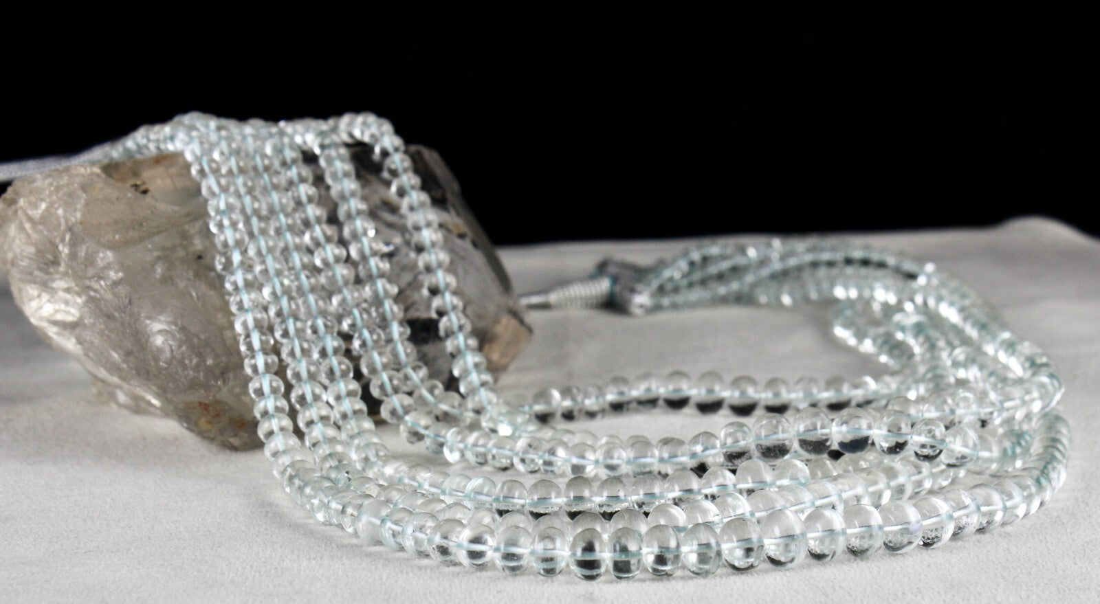 Certified Natural Blue Aquamarine Beads Necklace 880 Ct Round 6 Finest Fashion