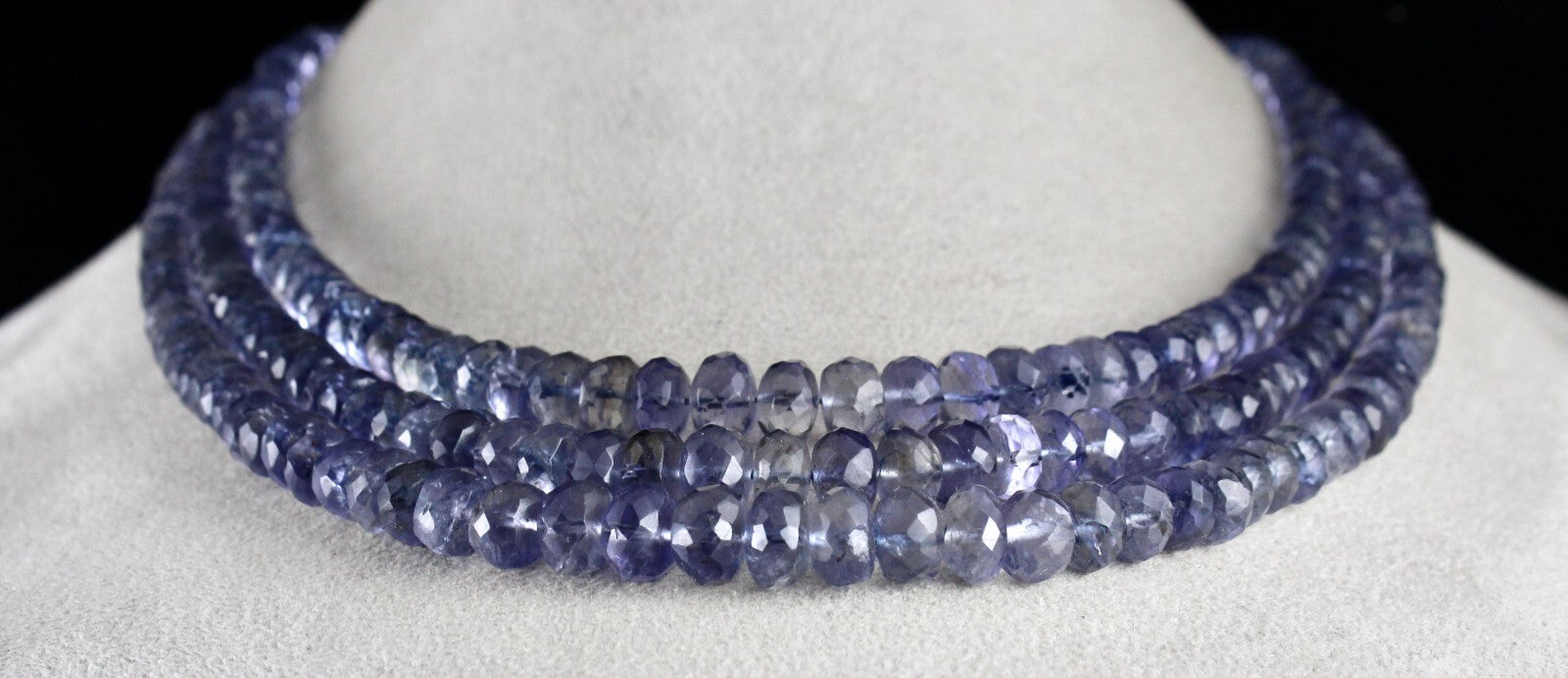 Certified Natural Blue Iolite Faceted Round Beads 3 L 606 Ct Gemstone Necklace