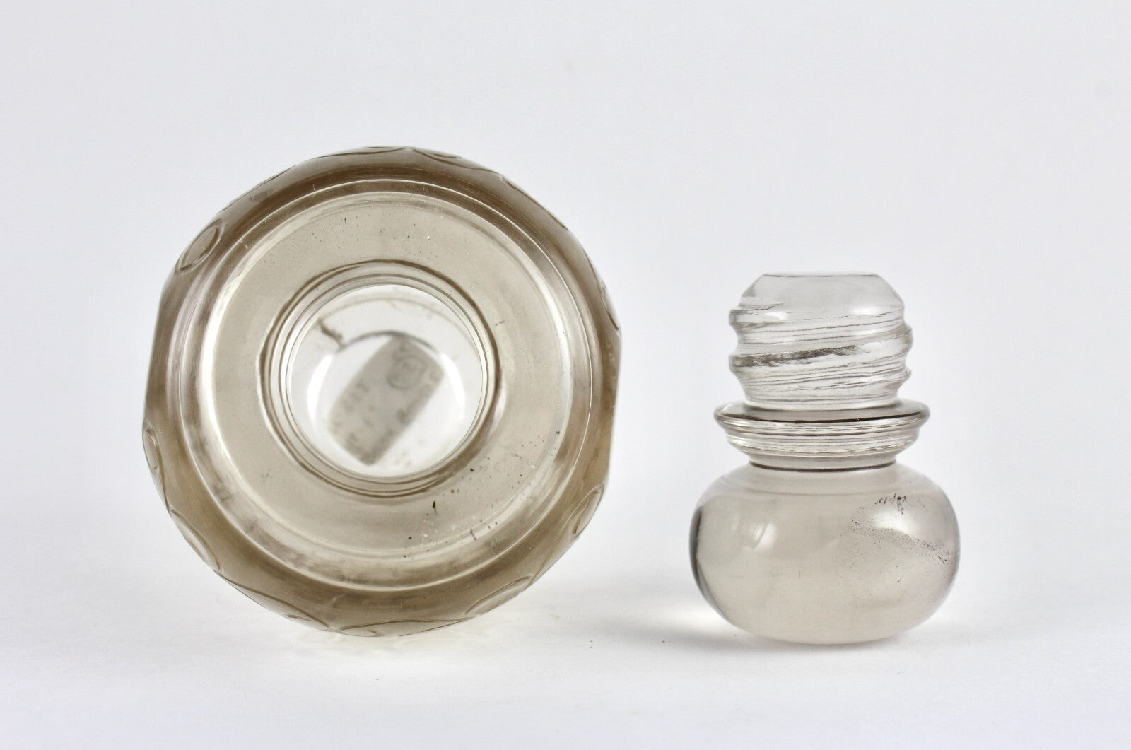 Certified Handcrafted Smoky Quartz 1960 Ct Carved Perfume Bottle Home Decor