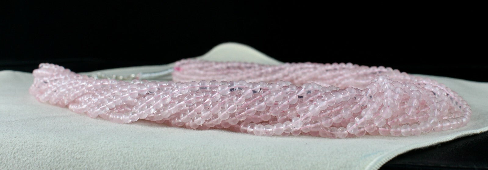 Natural Pink Rose Quartz Beads 1175 Carats Semi-precious 18 Line Necklace