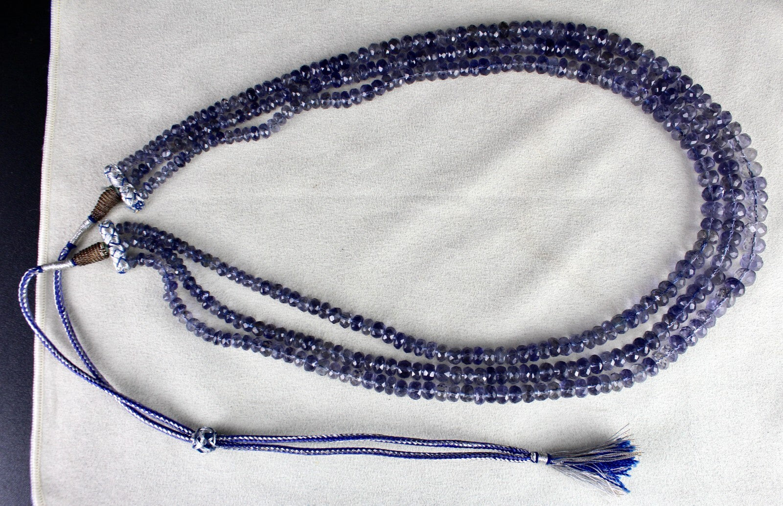 Certified Natural Blue Iolite Faceted Round Beads 3 L 606 Ct Gemstone Necklace