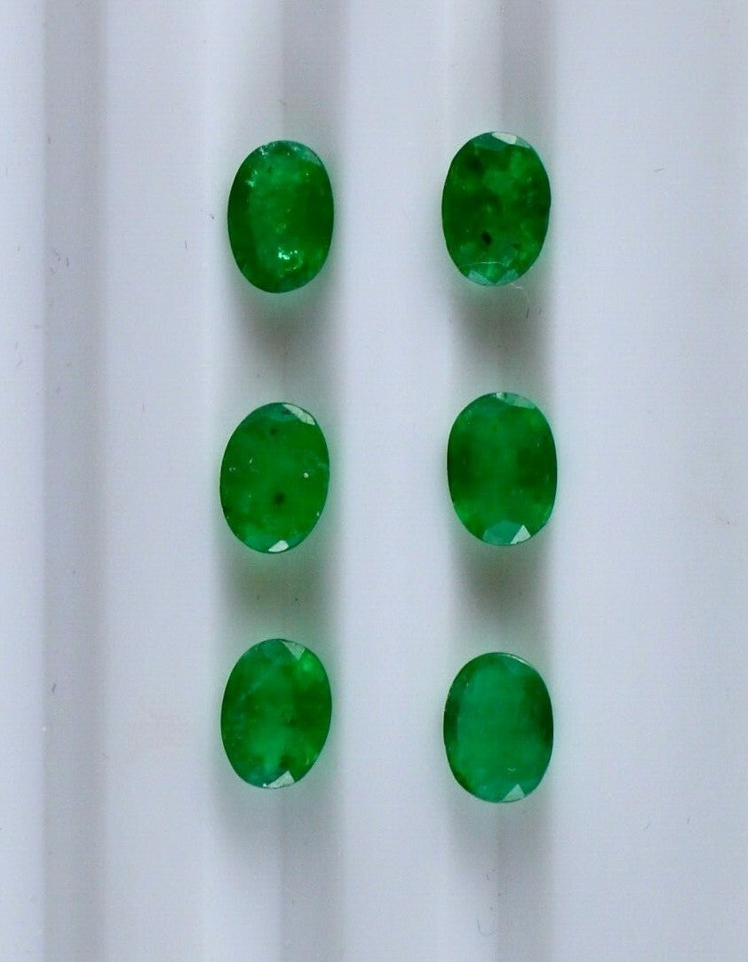 Certified Natural Zambia Emerald Oval 7x5mm 6pcs 5.05ct Loose Gemstone Design