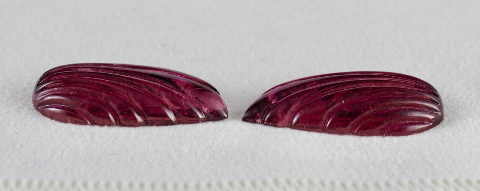 Natural Rubellite Tourmaline Pear Leaf Engraved 77.24 Ct Pair Gemstone Earring