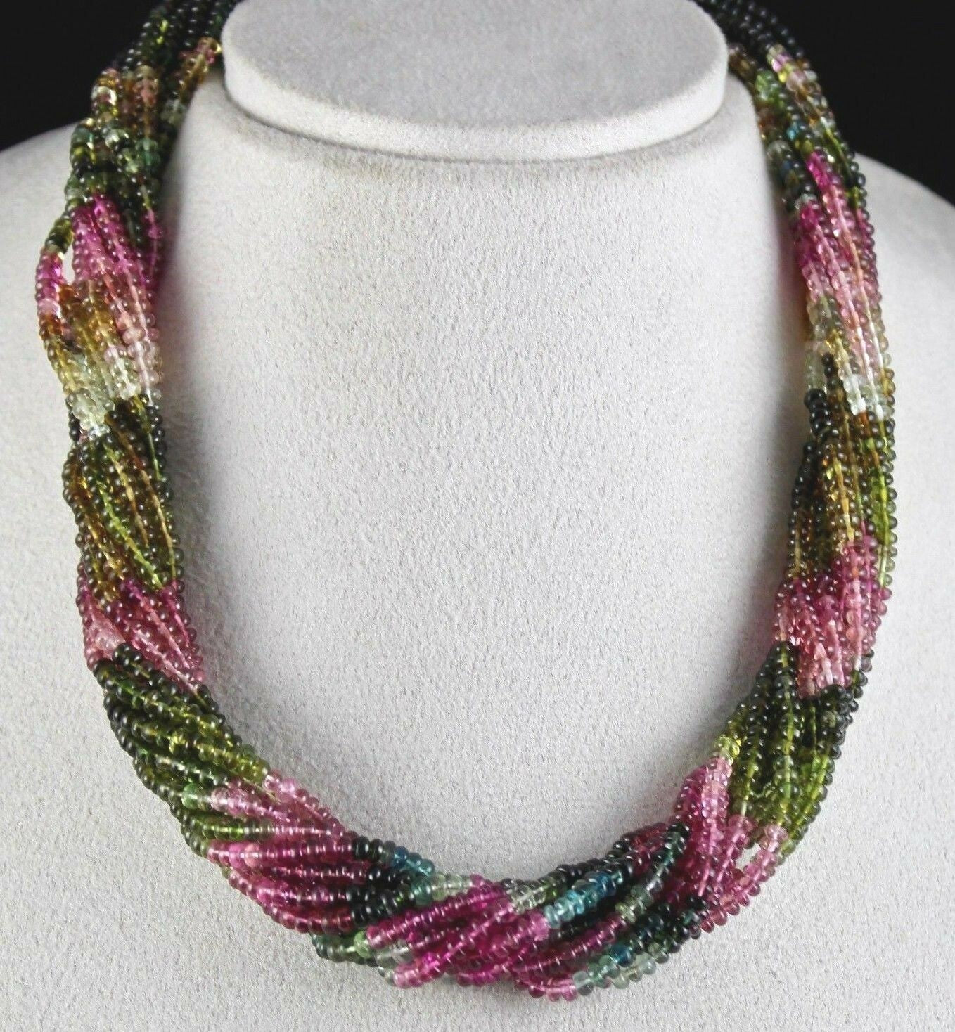 Certified Natural Tourmaline Necklace Multi Color Faceted 722 Ct Sterling Silver