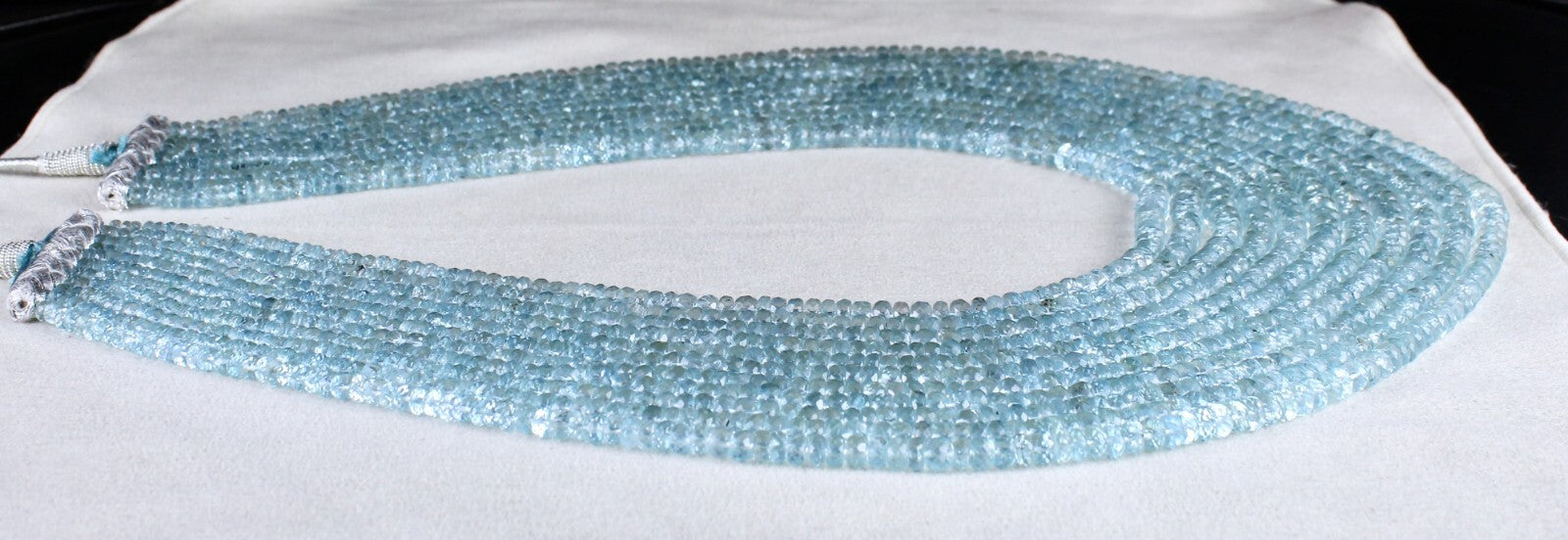 Certified Natural Blue Aquamarine Faceted Necklace 1193 Ct Beads For Women