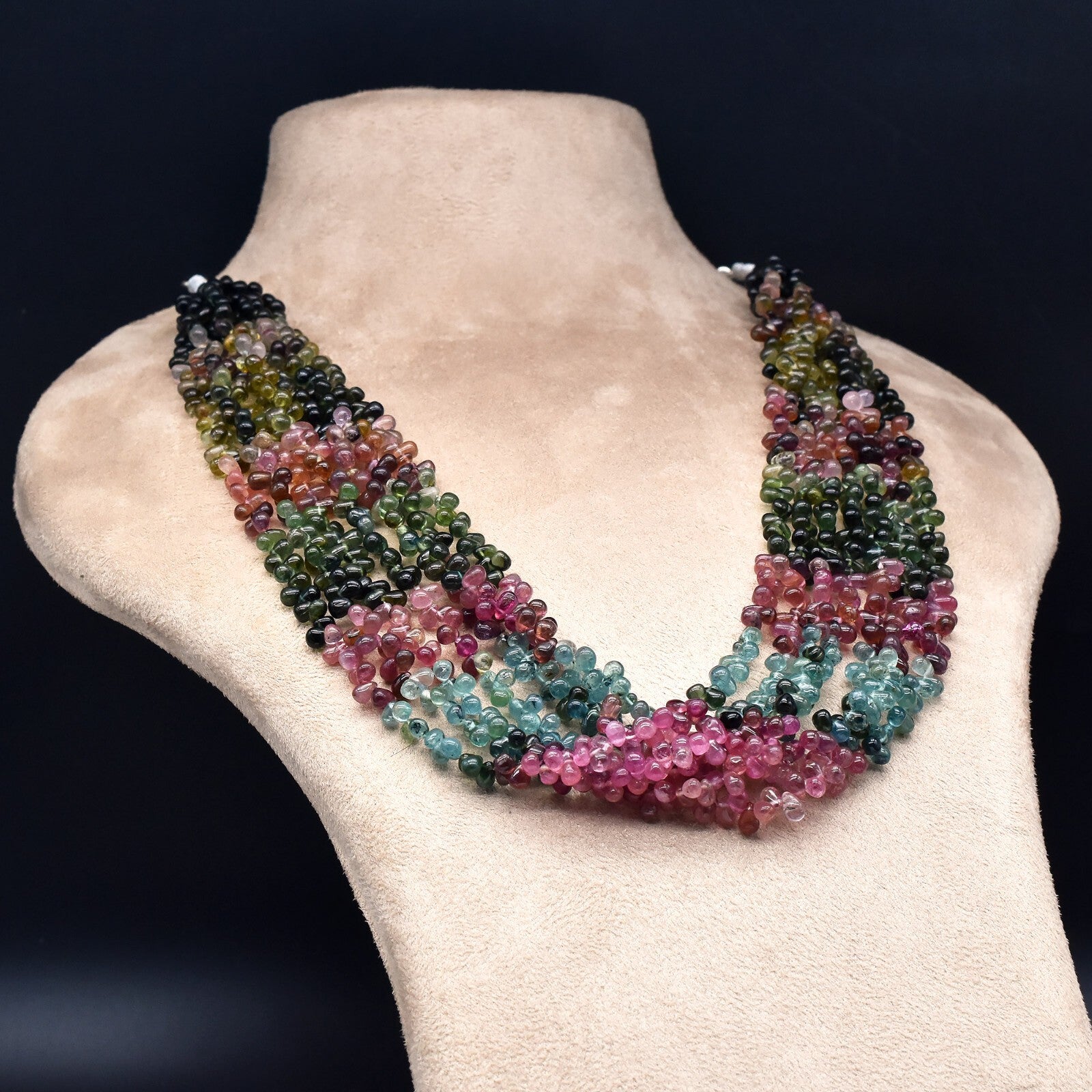 Certified Natural Multi Tourmaline Teardrop 566 Ct Gemstone Necklace For Women