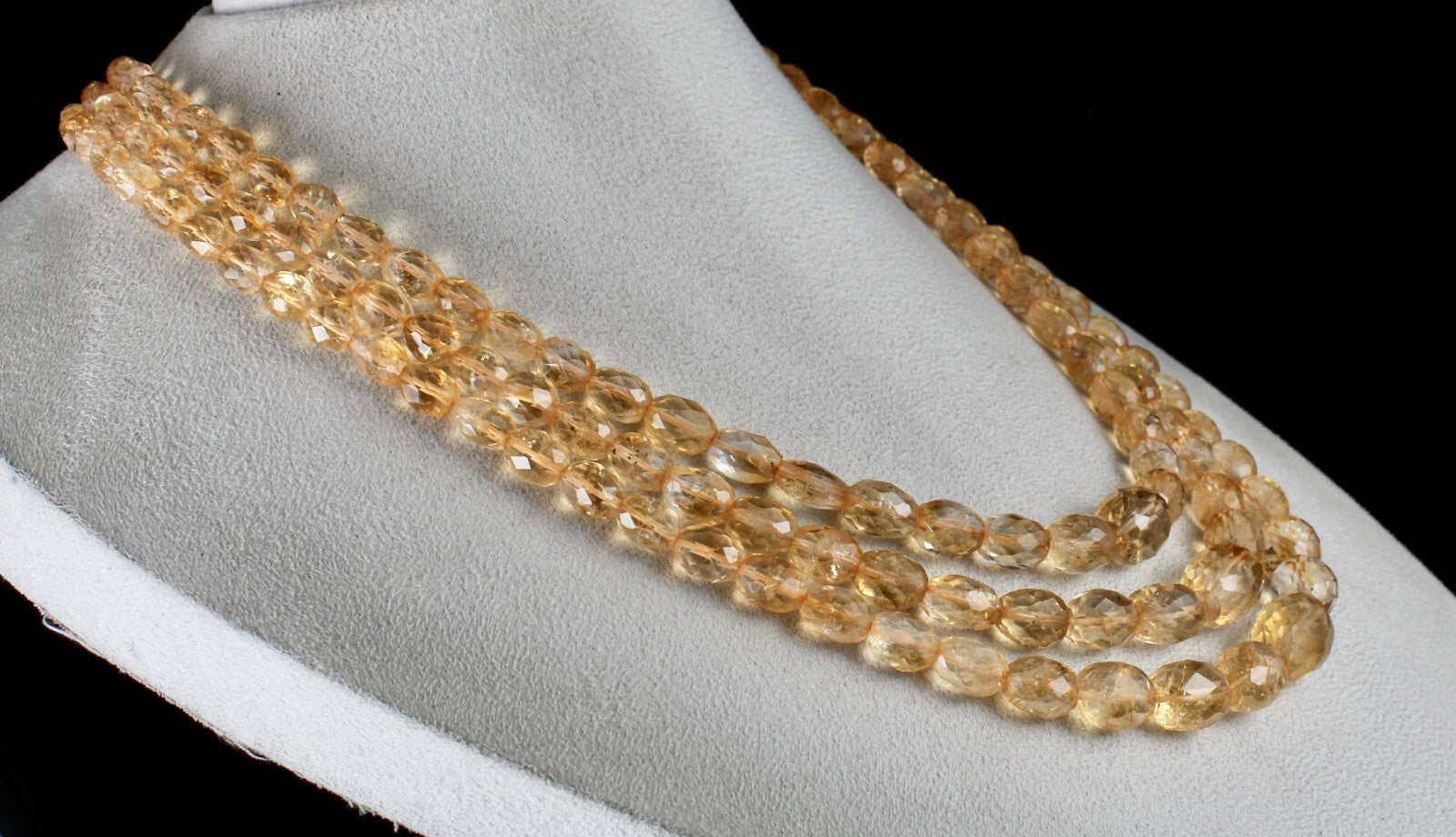 Certified Natural Citrine 831 Ct Faceted Oval Beads Yellow Fashion Necklace