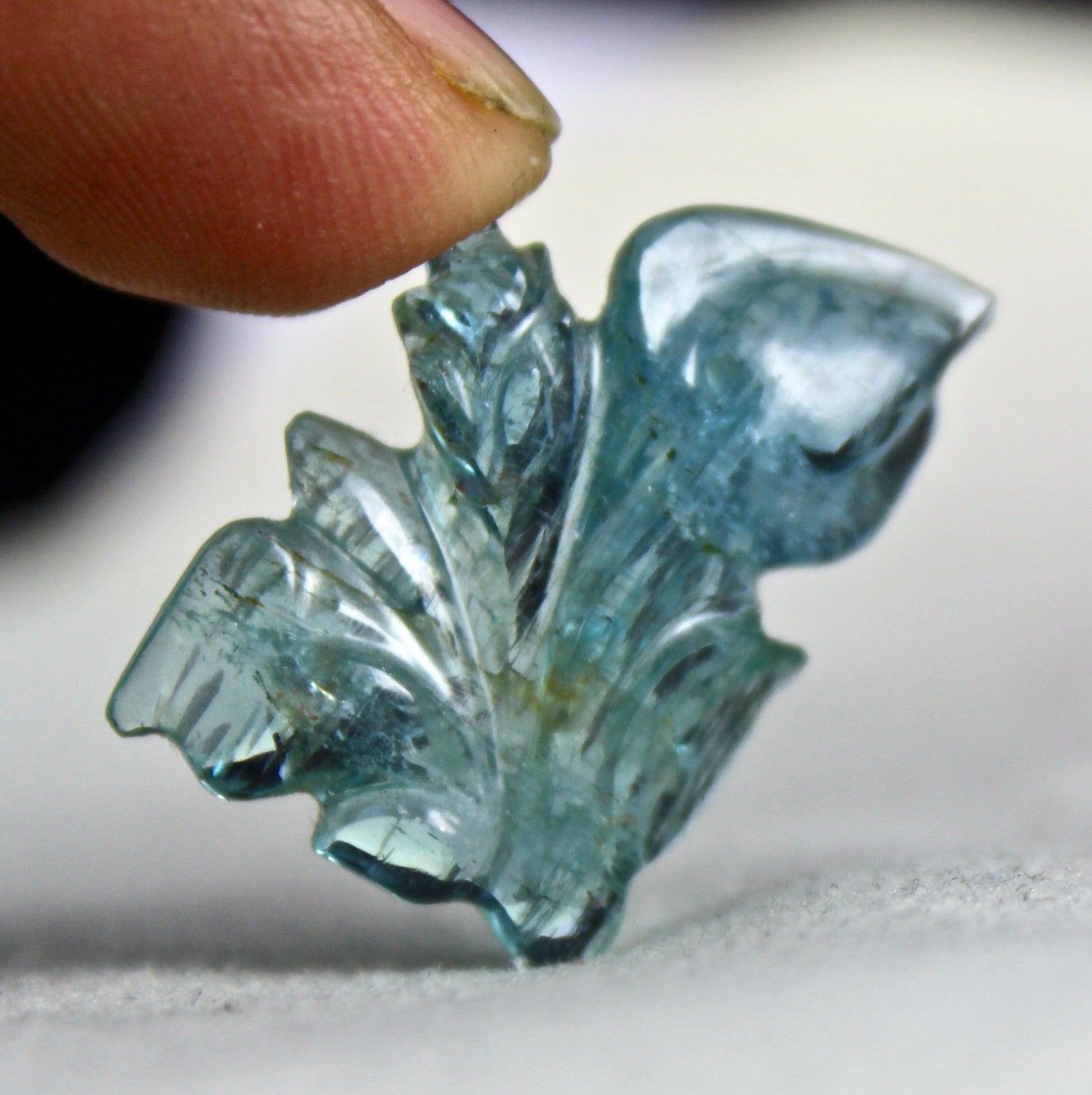 Certified Natural Blue Aquamarine Leaf 18.49 Ct Rare Gemstone For Pendant Design