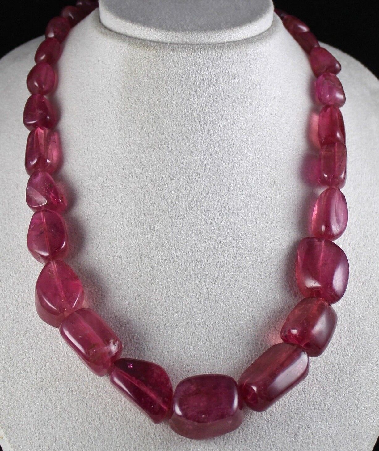 Natural Pink Tourmaline Rubellite Tumble 34mm Big 1403 Ct Stone Beaded Necklace
