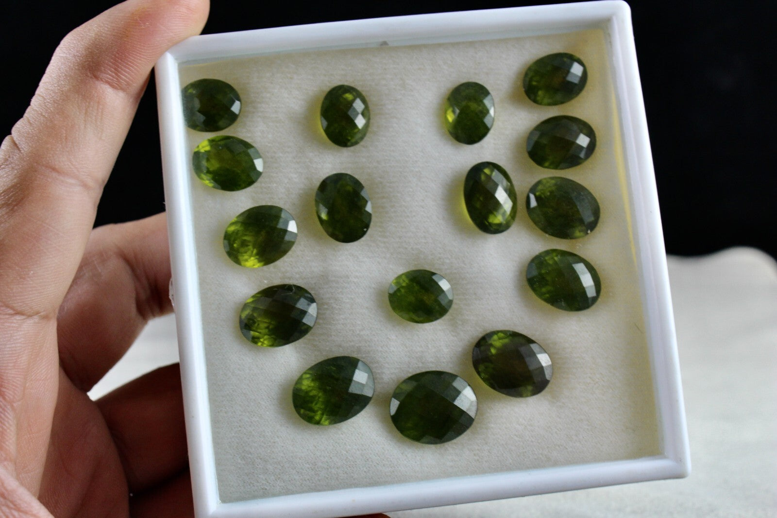 Certified Natural Green Vesuvianite Idocrase Oval 16 Pc 132.90 Ct Gemstone Set