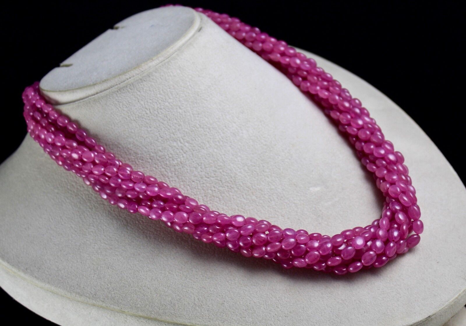 NATURAL RUBY CABOCHON BEADED 9 LINE 823 CTS CHARMING GEMSTONE 18K GOLD NECKLACE