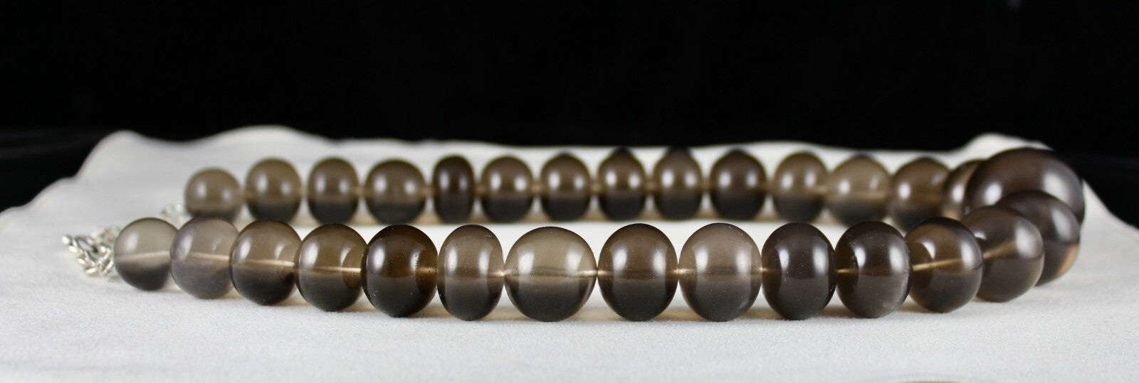Natural Smoky Quartz 1633 Ct Round Beads Sterling Silver Gemstone Necklace