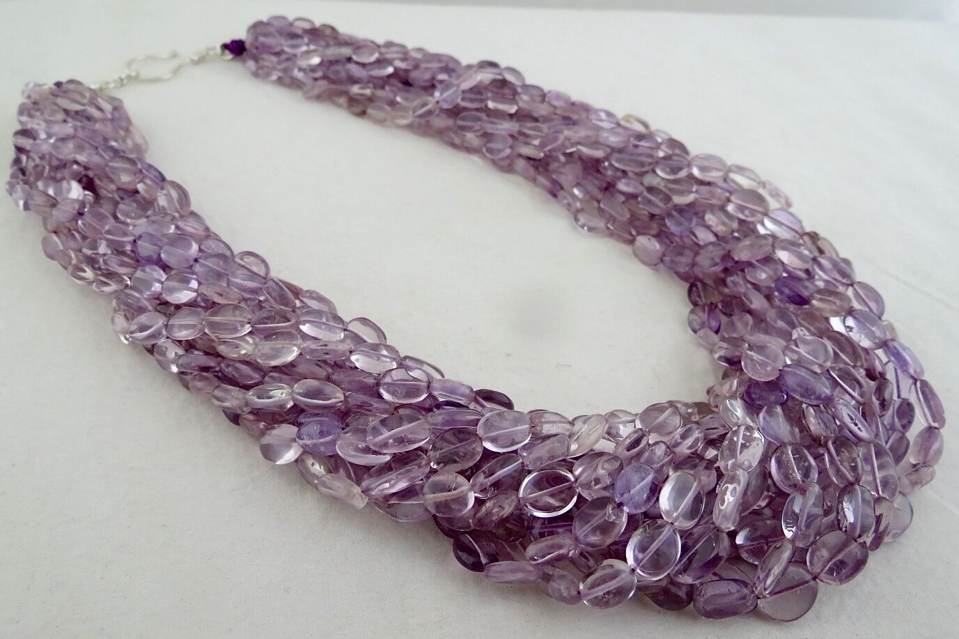 Natural Brazil Amethyst Beads Long 14 L 1419 Ct Gemstone Silver Fashion Necklace