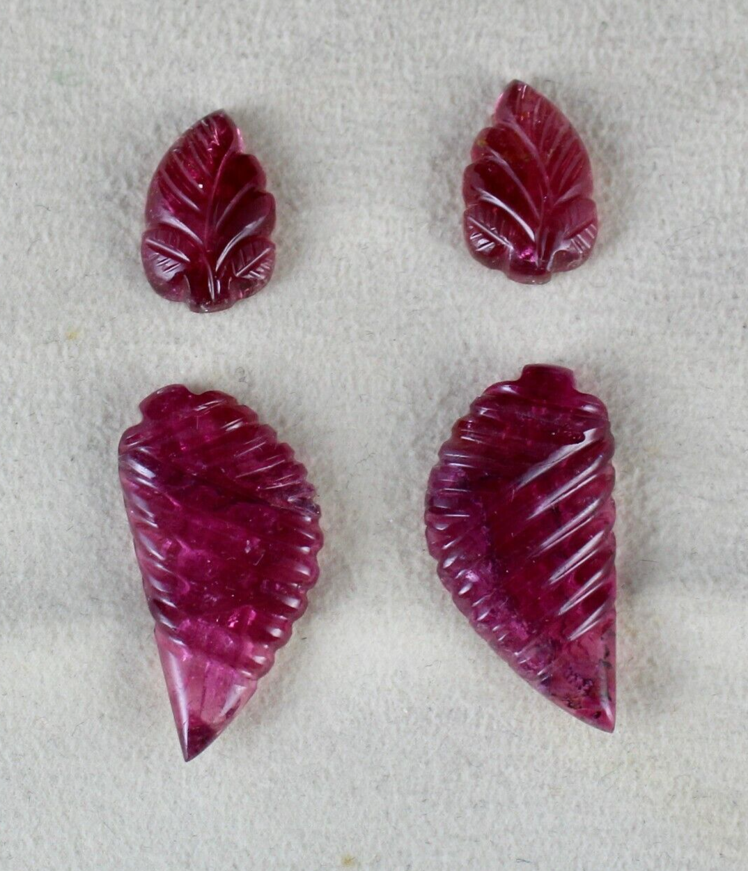 Natural Pink Tourmaline 28.18ct Carved 4 Pcs For Earring Designing
