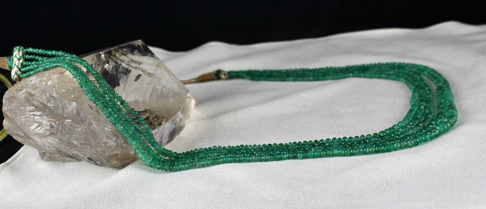 Certified Natural Emerald Beads Round 183ct Green Gemstone Necklace For Women