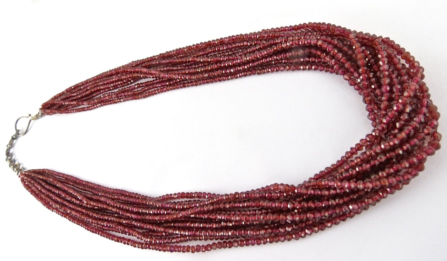 Natural Rhodolite Garnet Beads Faceted Round 12 L 3mm 632 Ct Gemstone Necklace