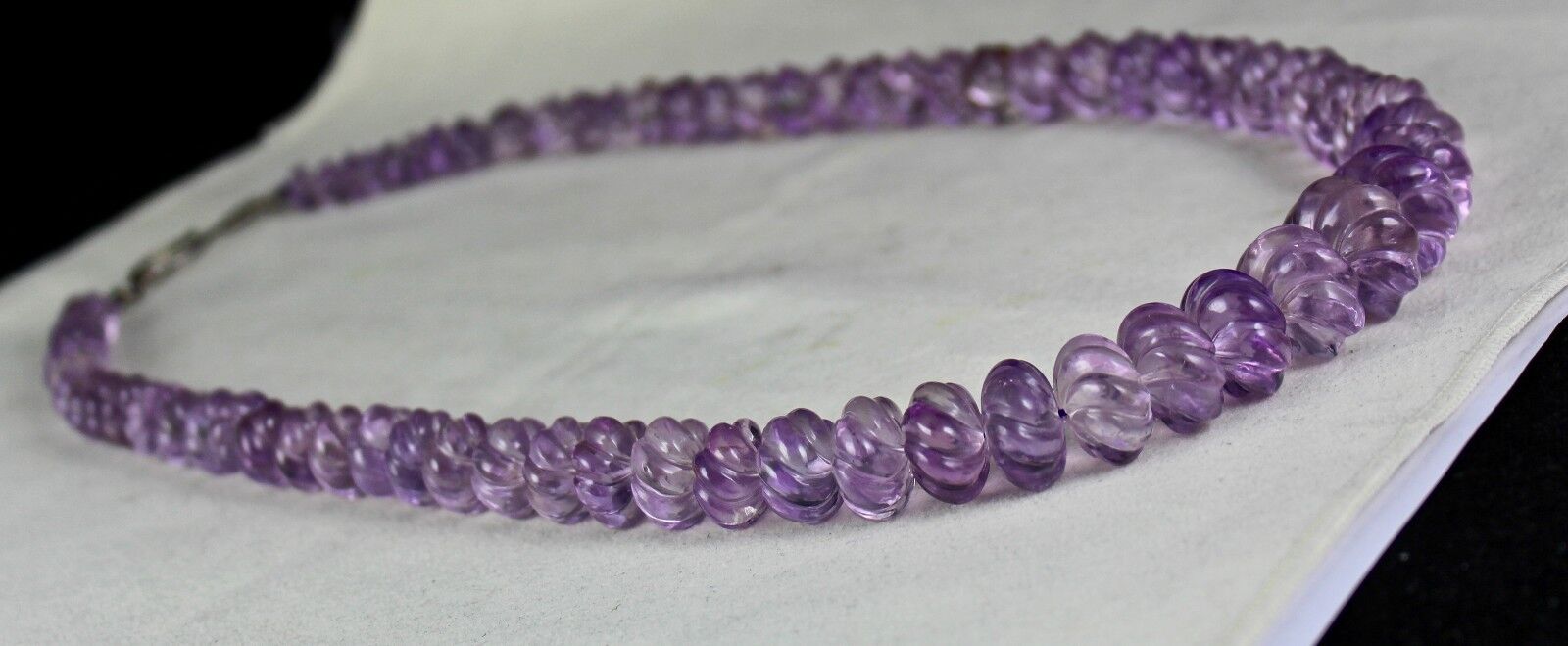 Natural Amethyst Beads Carved Melon 1 L 713 Ct Purple Gemstone Fashion Necklace