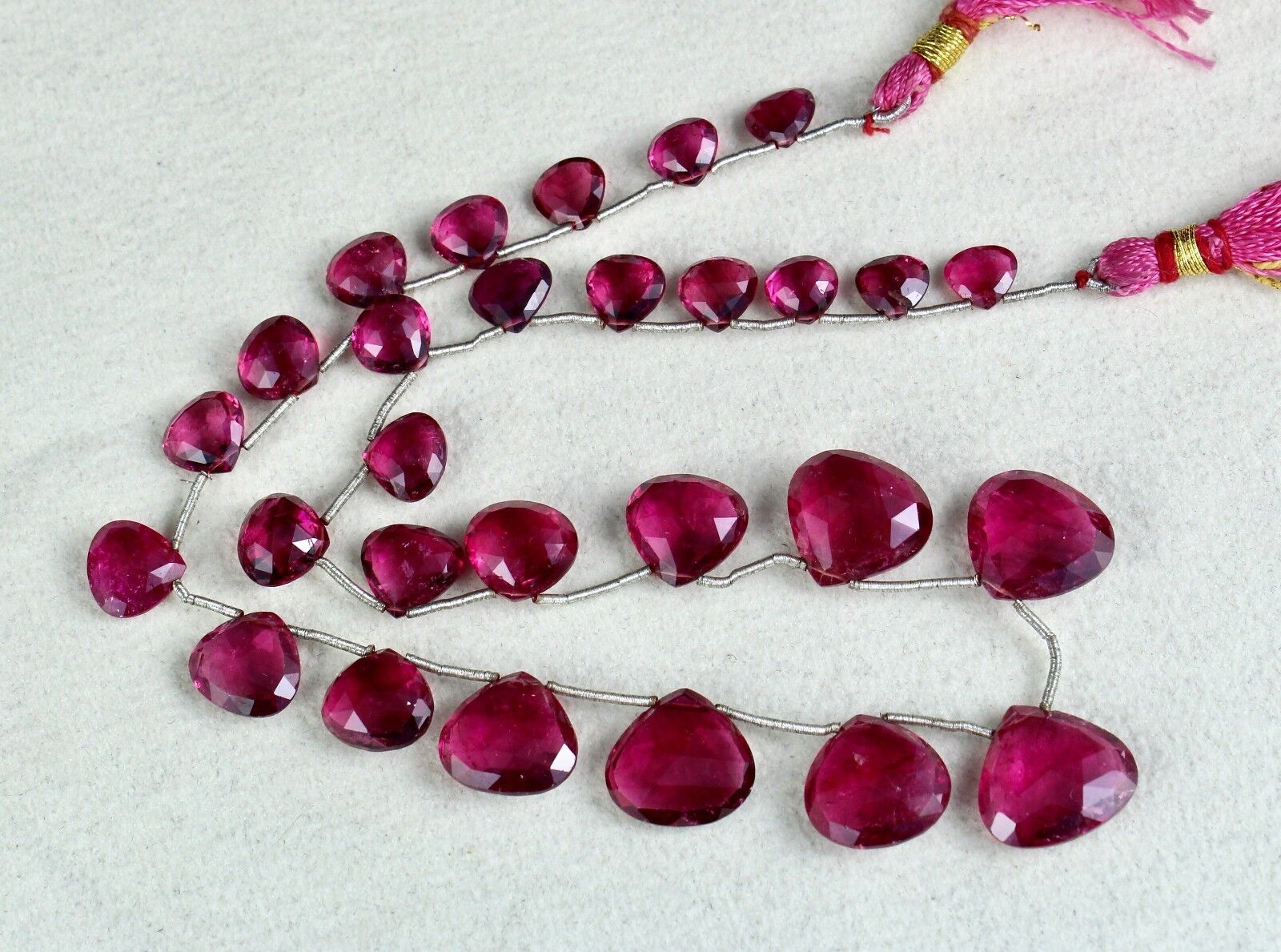 GTL CERTIFIED NATURAL PINK TOURMALINE RUBELLITE DROPS 97 CTS GEMSTONE NECKLACE