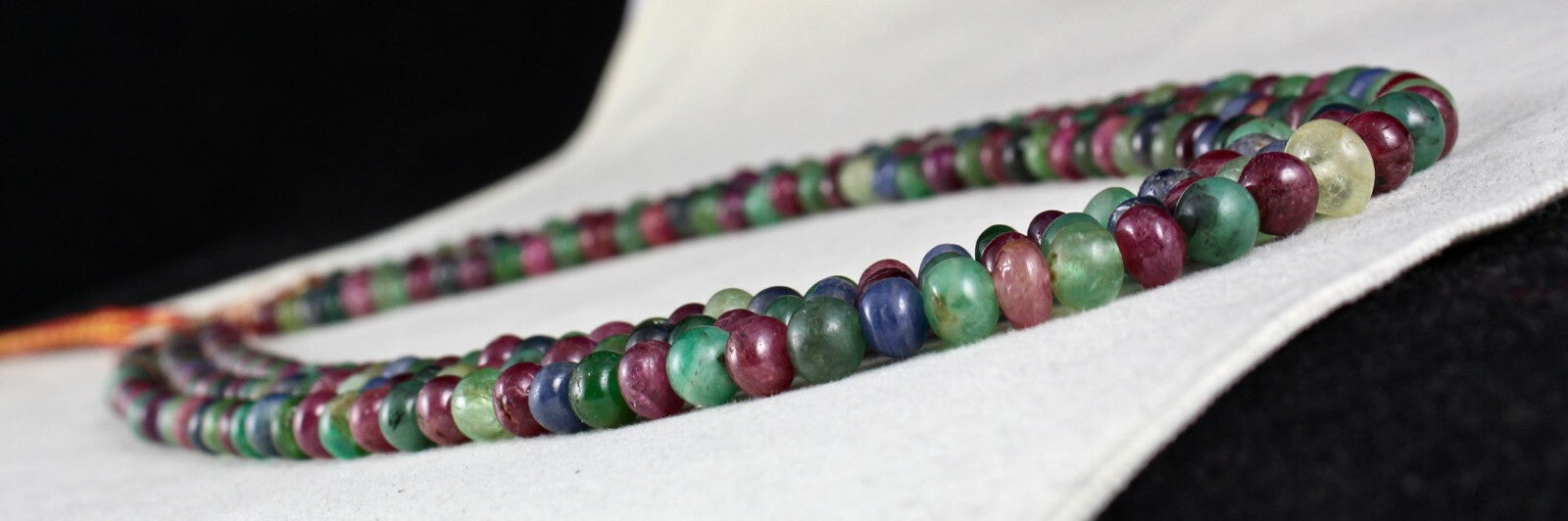 Certified Natural Emerald Ruby Sapphire Multi Bead 565ct Necklace For Women