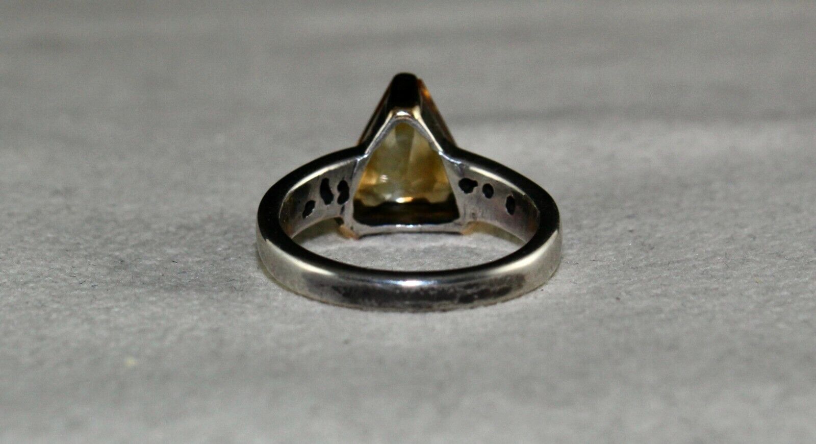 NATURAL YELLOW CITRINE OVAL CUT DIAMOND 18K GOLD SILVER VINTAGE MEN WOMEN RING
