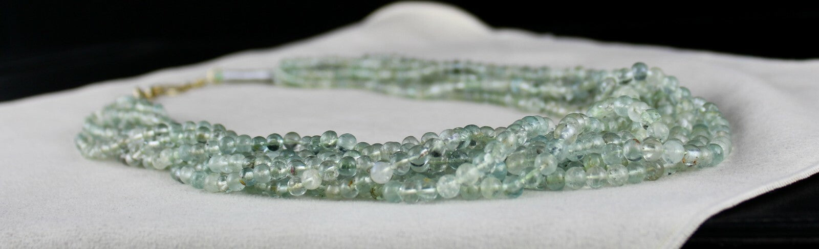 Natural Blue Aquamarine Round Beads 890ct Sterling Silver Necklace