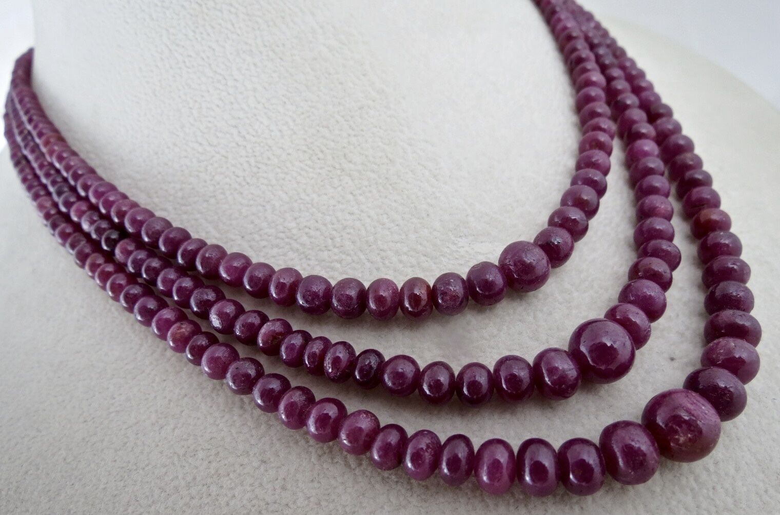 NATURAL UNHEATED RUBY BEADS ROUND PRECIOUS 3L 333 CTS GEMSTONE LADIES NECKLACE