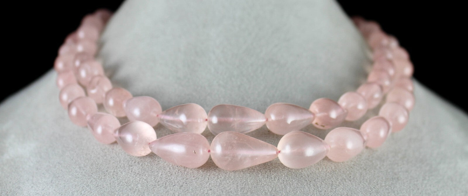 Natural Rose Quartz Beads Drops Necklace 2 L 649 Ct Gemstone Fashion For Women