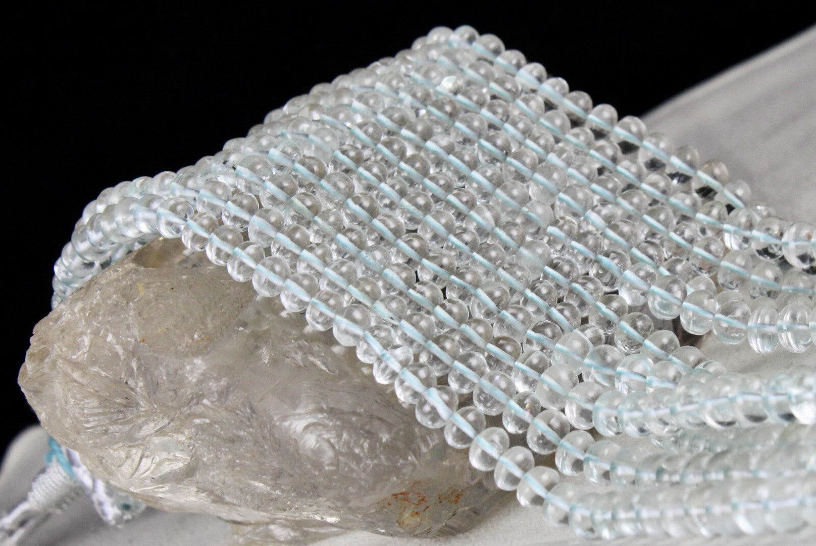 Certified Natural Blue Aquamarine Beads Necklace 880 Ct Round 6 Finest Fashion