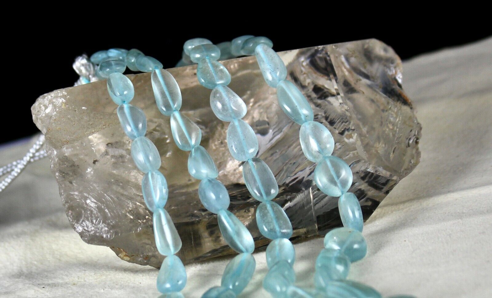 FINE NATURAL BLUE AQUAMARINE BEADS LONG 2 L 389 CARATS GEMSTONE FASHION NECKLACE