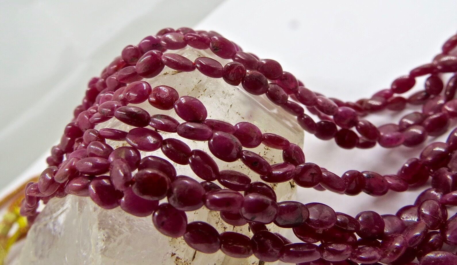 UNHEATED NATURAL RUBY BEADS LONG 5 LINE 188 CARATS GEMSTONE BEADED NECKLACE