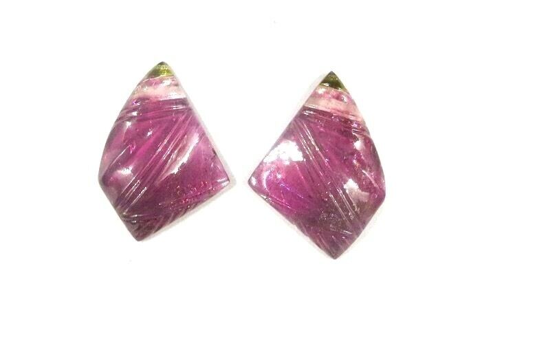 NATURAL MULTI PINK TOURMALINE CARVED 23.65 CARATS GEMSTONE FOR EARRING PENDANT