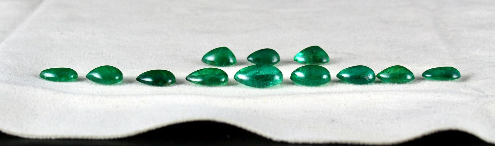Certified Natural Emerald Pear Cabochon 31.36 Ct Loose Gemstone Jewelry Set