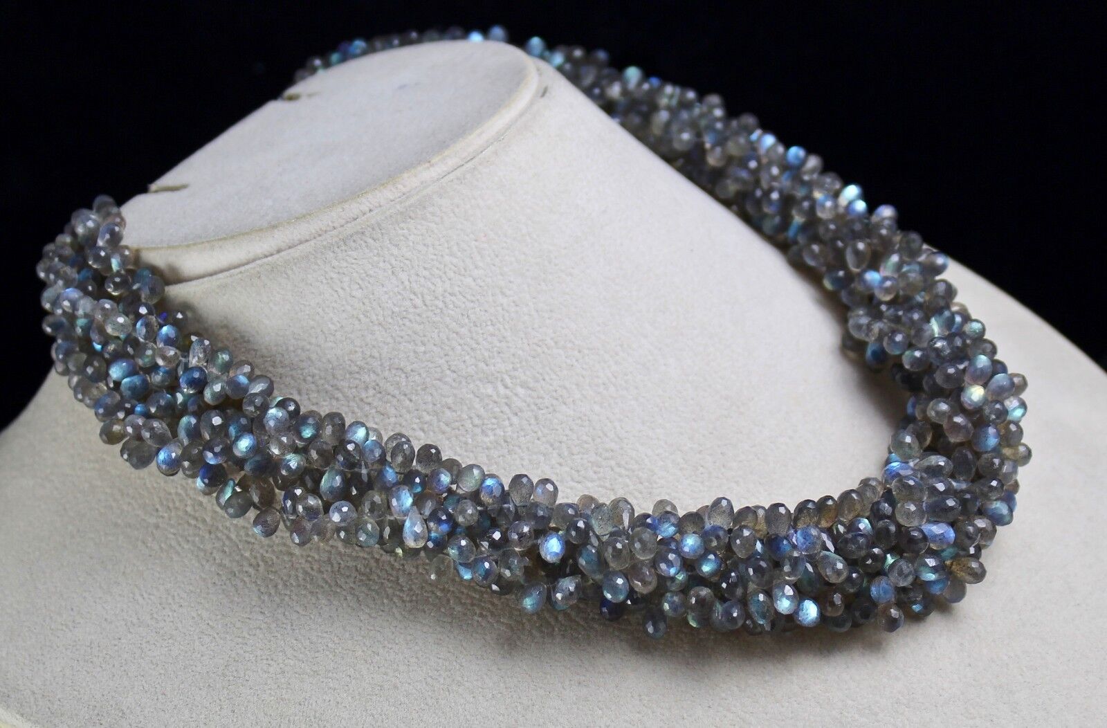 Natural Labradorite Teardrop 5 L 693 Ct Grey Gemstone Party Silver Necklace