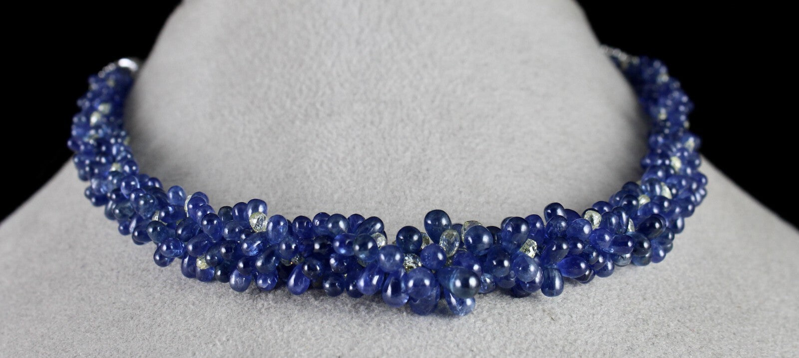 Certified 18k Gold Fine Blue Sapphire 316.58ct Natural Diamond Teardrop Necklace