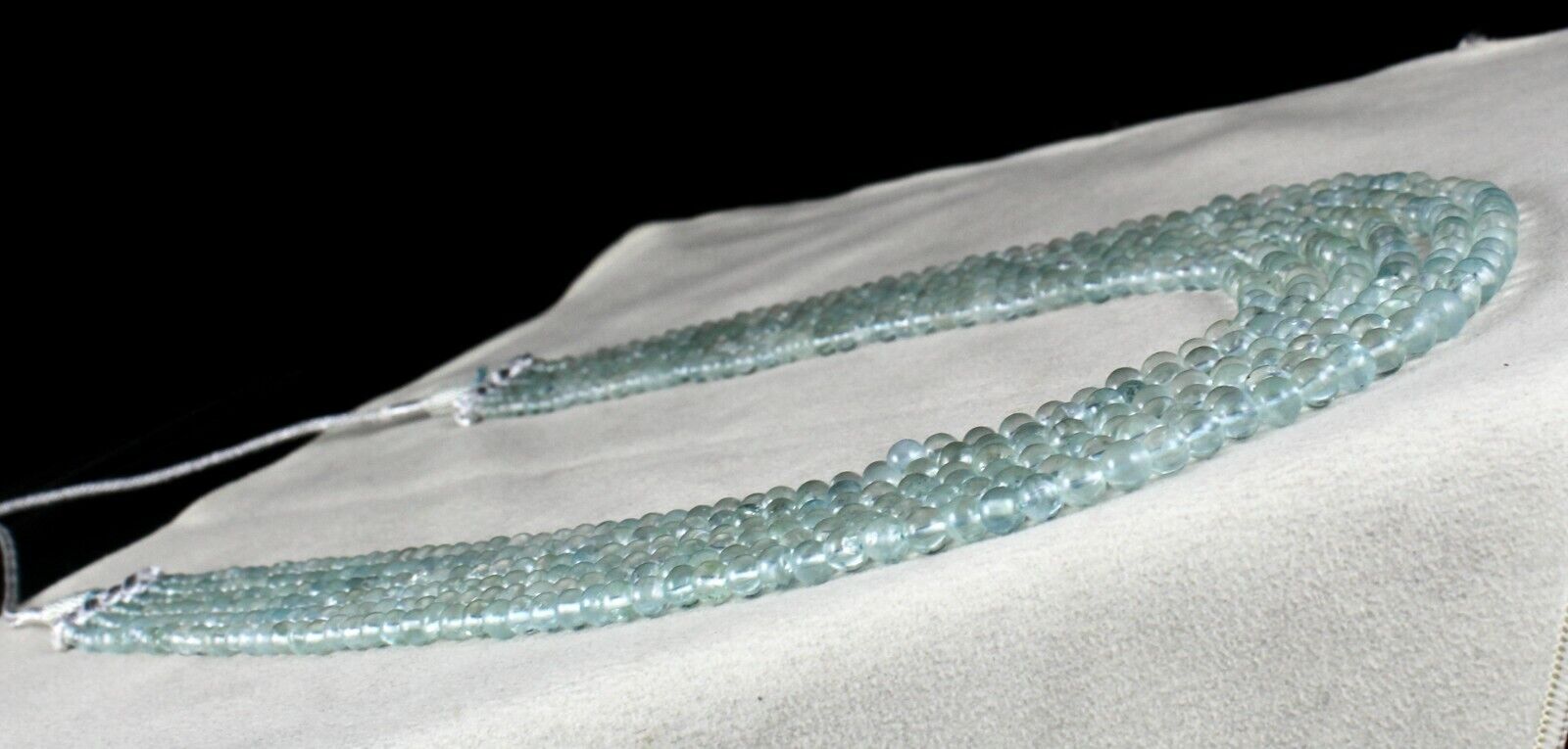 NATURAL BLUE AQUAMARINE BEADS ROUND 6 STRING 488 CTS GEMSTONE FINE NECKLACE
