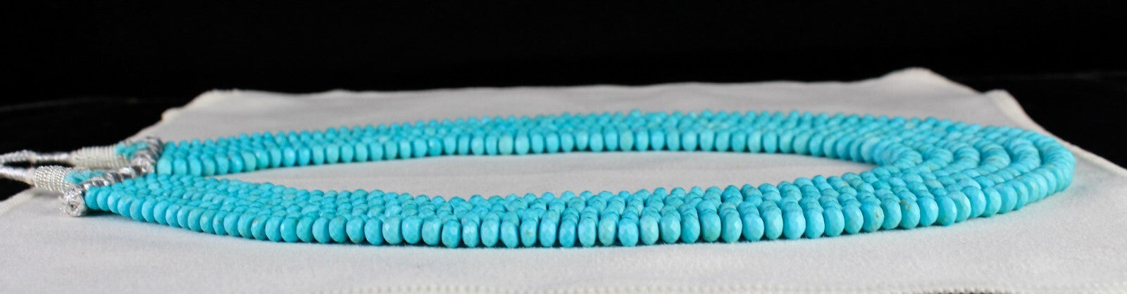 Certified Natural Turquoise Round Beads Necklace 634 Ct Vintage Blue Gemstone