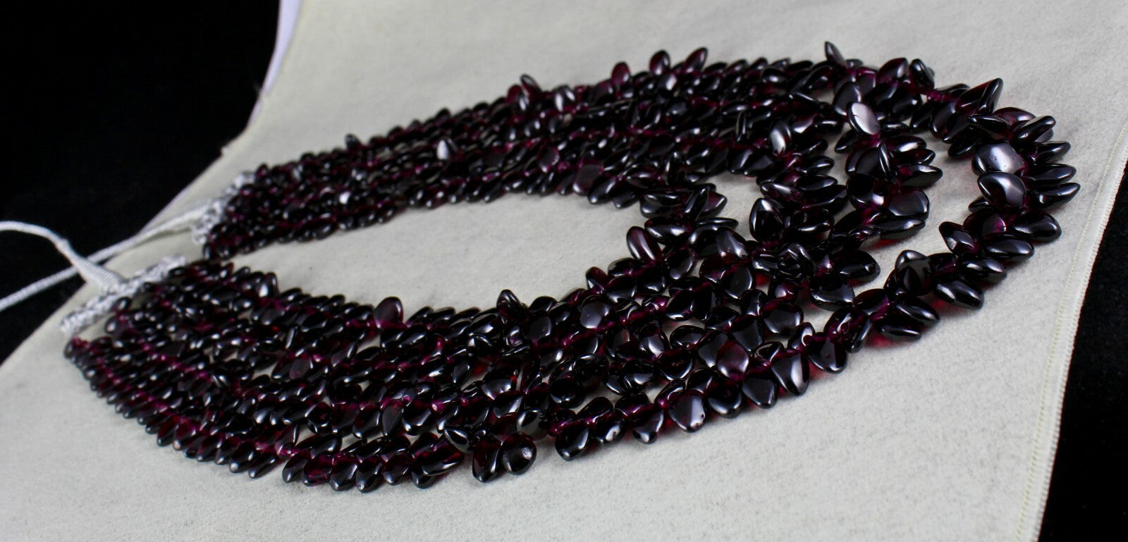 Fine Necklace 1451 Ct Natural Pink Garnet Beads Fancy Leaves 4 Line Gemstone