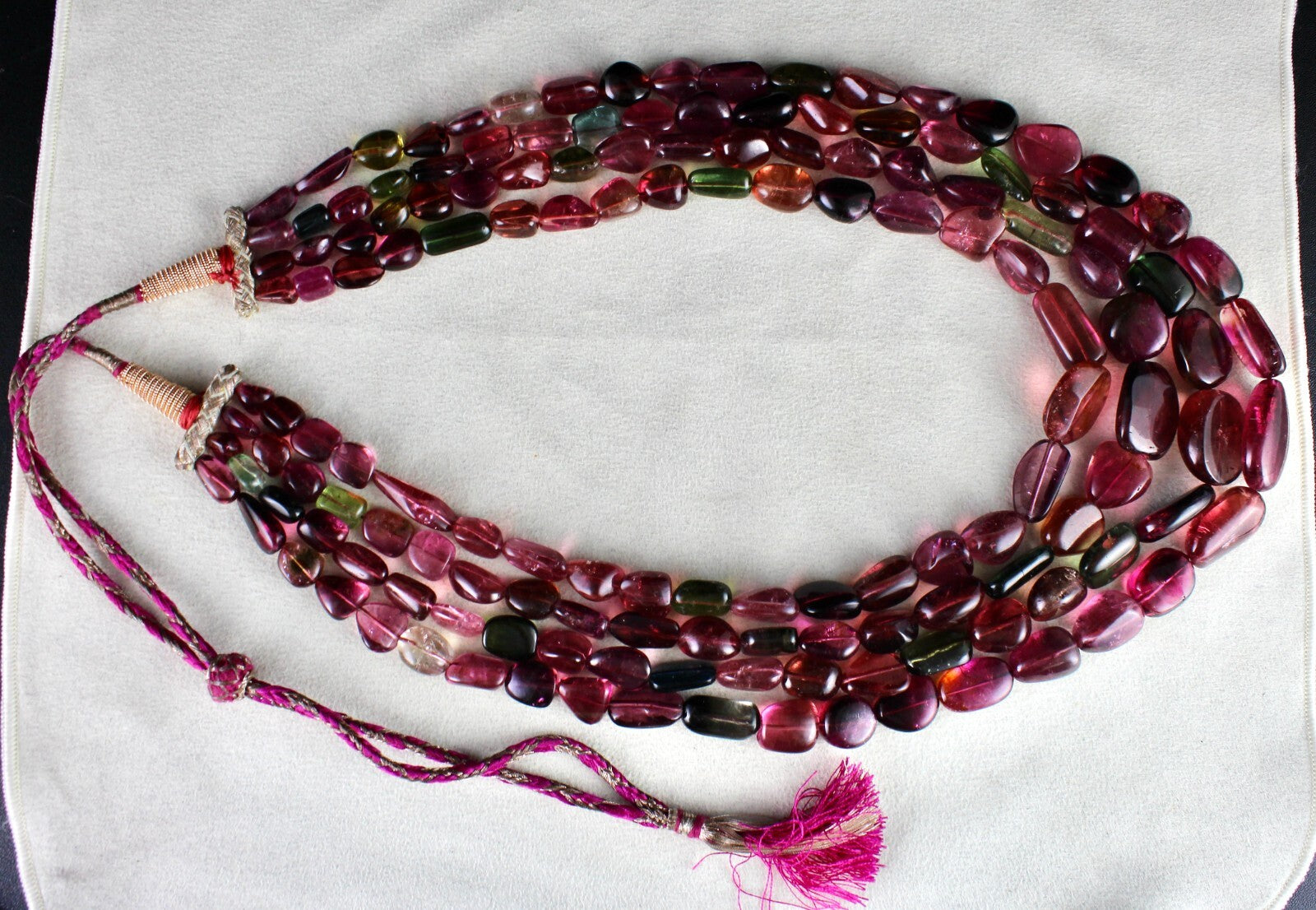 Certified Natural Multi Tourmaline Beads Tumble Gemstone Necklace 1445 Ct