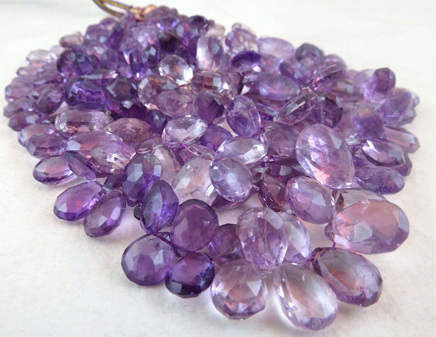 NATURAL BRAZILIAN AMETHYST FACETED TEARDROPS 2 LINE 725 CARATS GEMSTONE NECKLACE