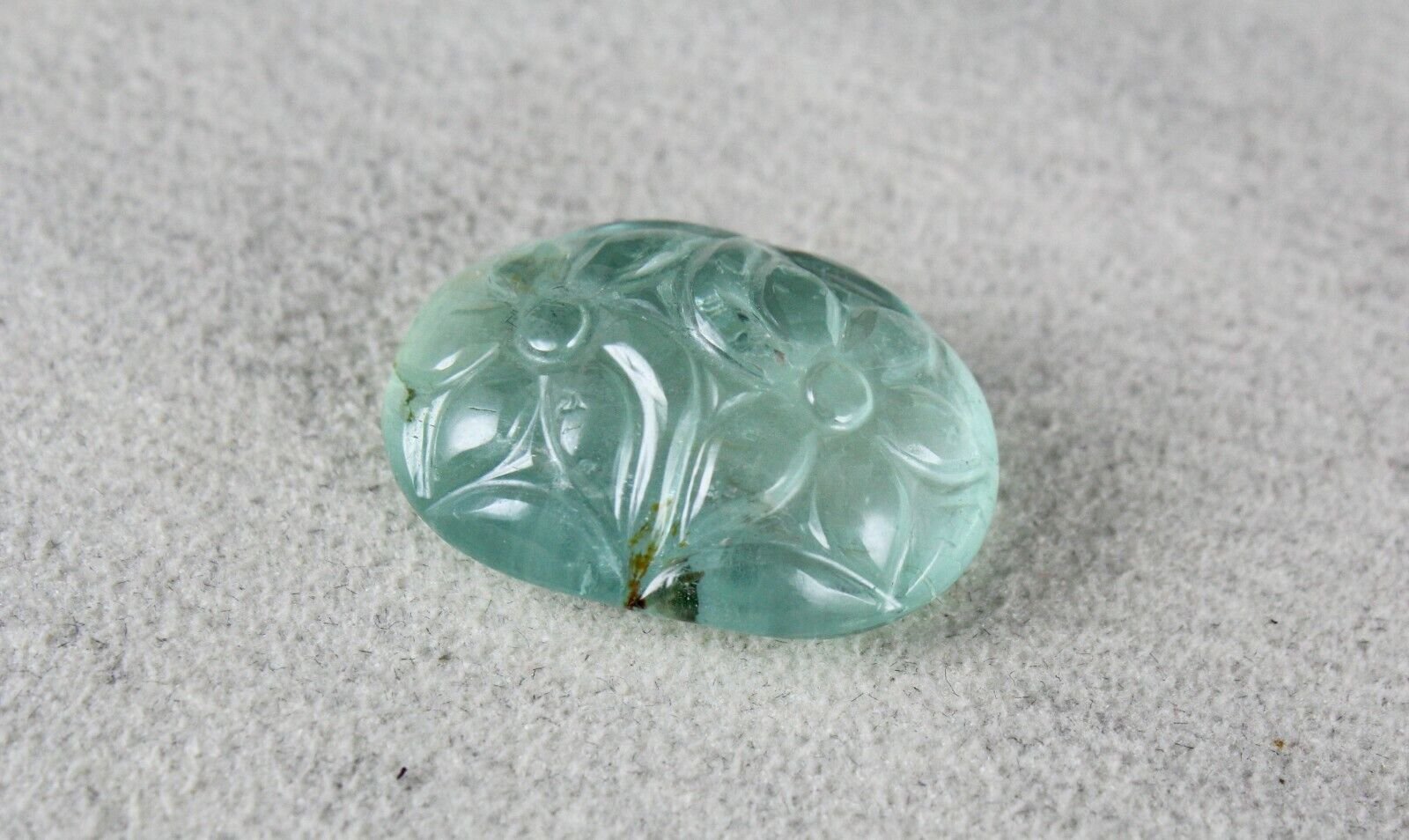NATURAL BLUE AQUAMARINE CARVED OVAL 25.69 CTS GEMSTONE RING PENDANT DESIGNING