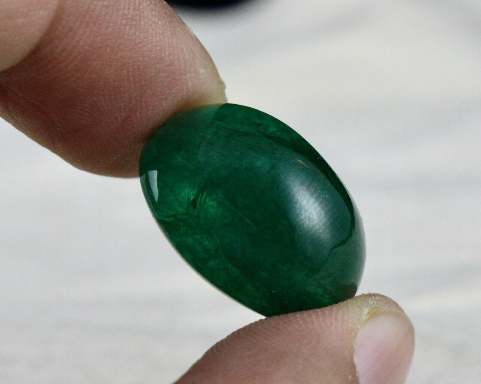 Natural Zambian Emerald Oval Cabochon 38.58 Cts Loose Big Gemstone Ring Pendant