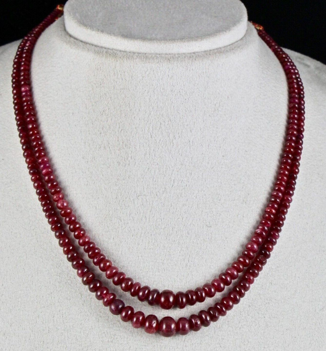 Certified Natural Untreated Ruby Beads Necklace 236ct Round Precious Gemstone